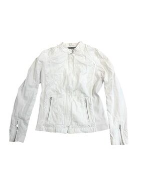 Y2K Moto Jacket White Zipper Detail Light Spring Jacket fitted 100% cotton